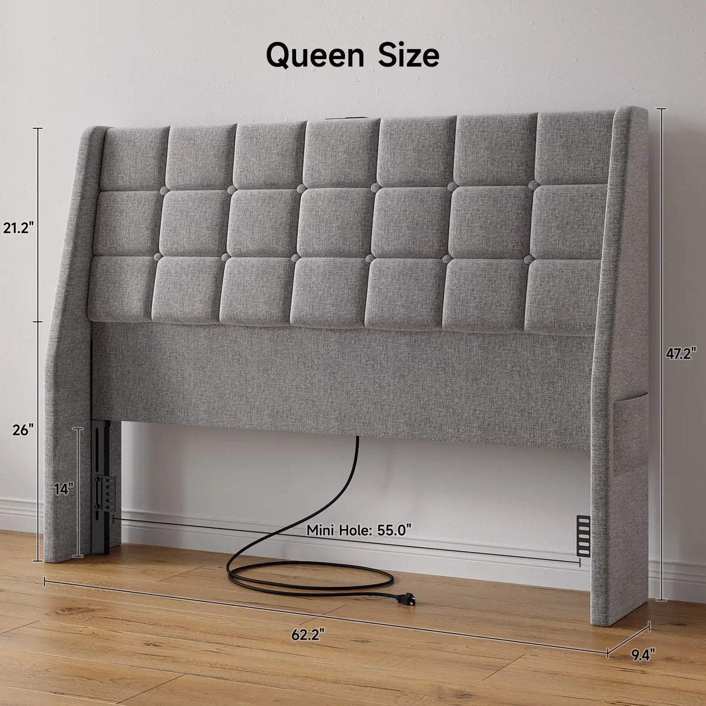 ONBRILL Linen Upholstered Headboard With Tufted Button Wingback