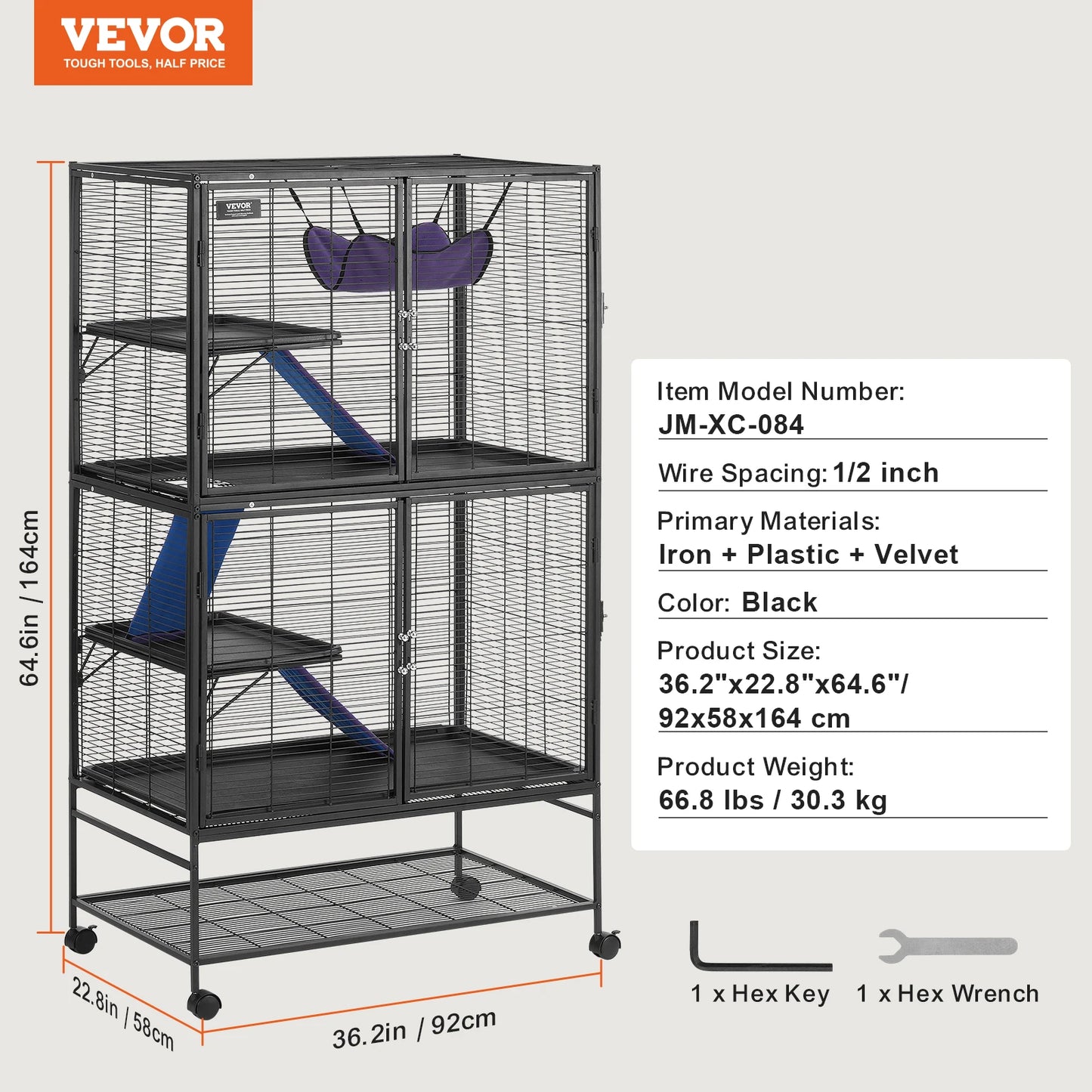 SucceBuy Rolling Metal Cage For Small Animals Four Tier