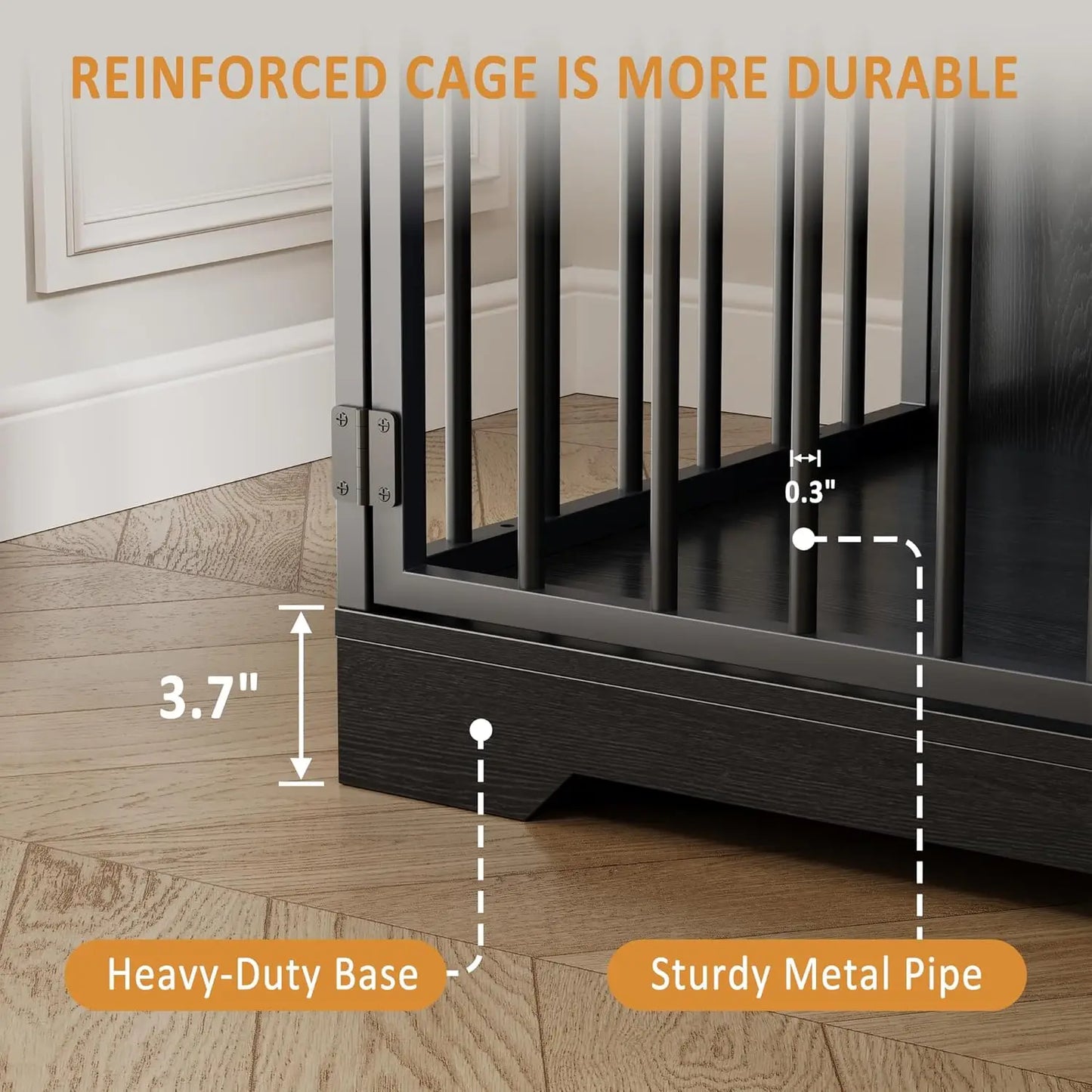 HiMISS Dog Crate Furniture With Bowl And Storage Drawers