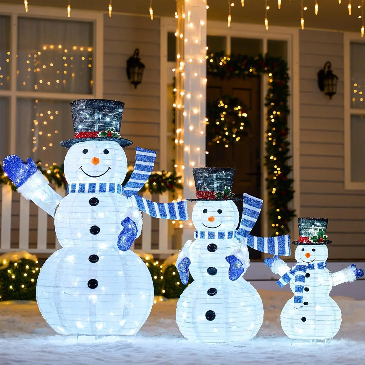 Joyfy 3 Piece 270 Led Christmas Snowman Yard Garden Lighting