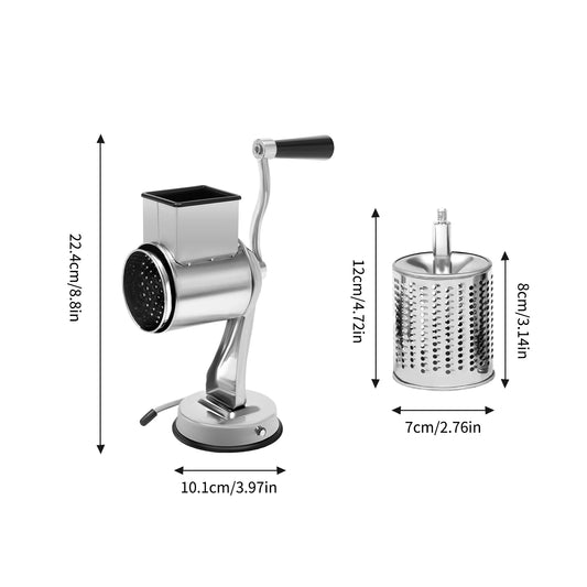 Rotary Grater With 5 Blades Stainless Steel Manual Grinder