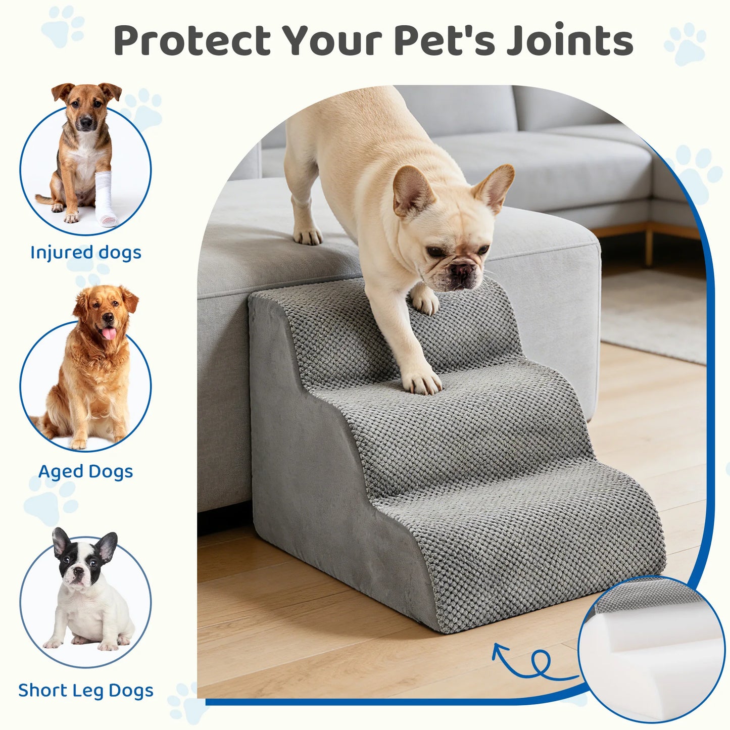 Curved High Density Foam Dog Stairs Ramp for Small Dogs