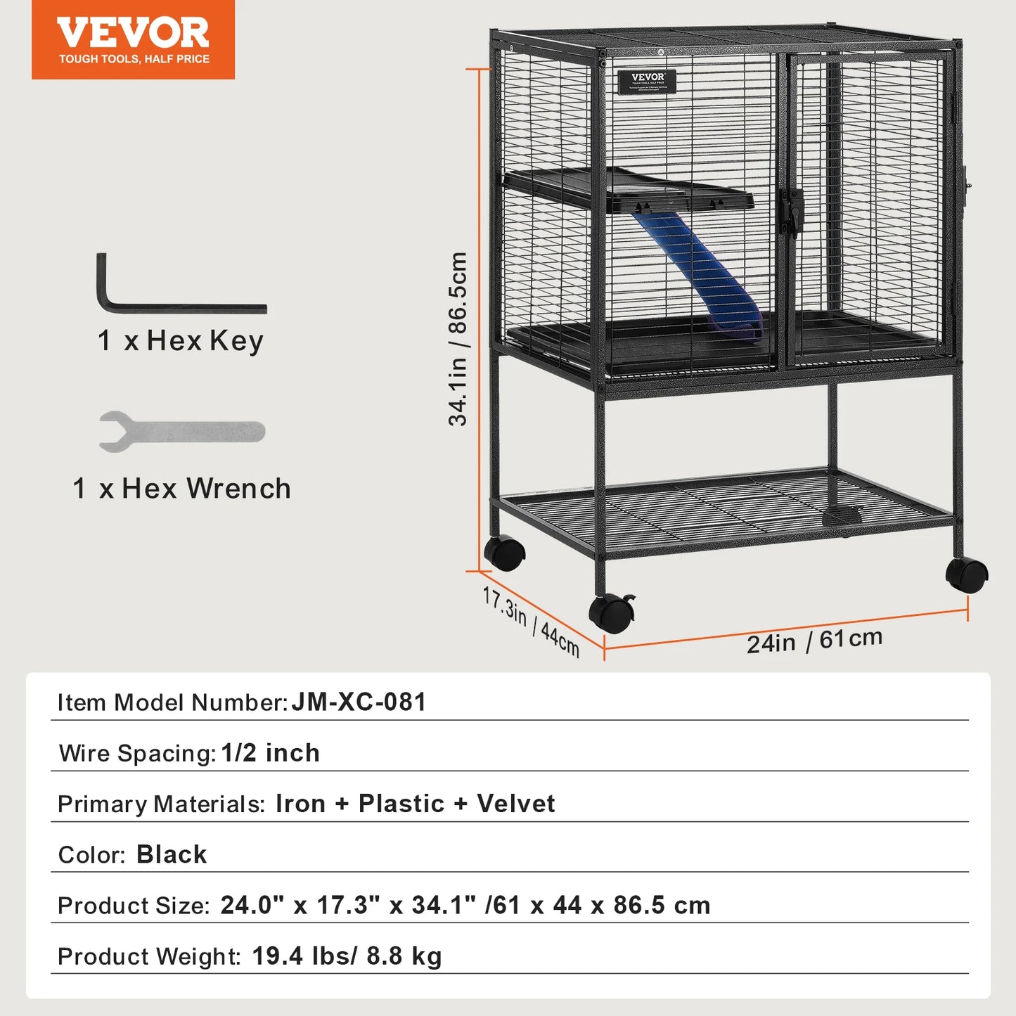 SucceBuy Rolling Metal Cage For Small Animals Four Tier