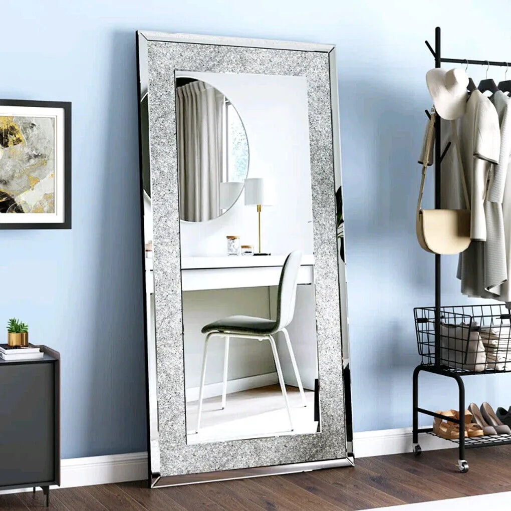 Crystal Crush Diamond Framed Wall Mirror For Living Room