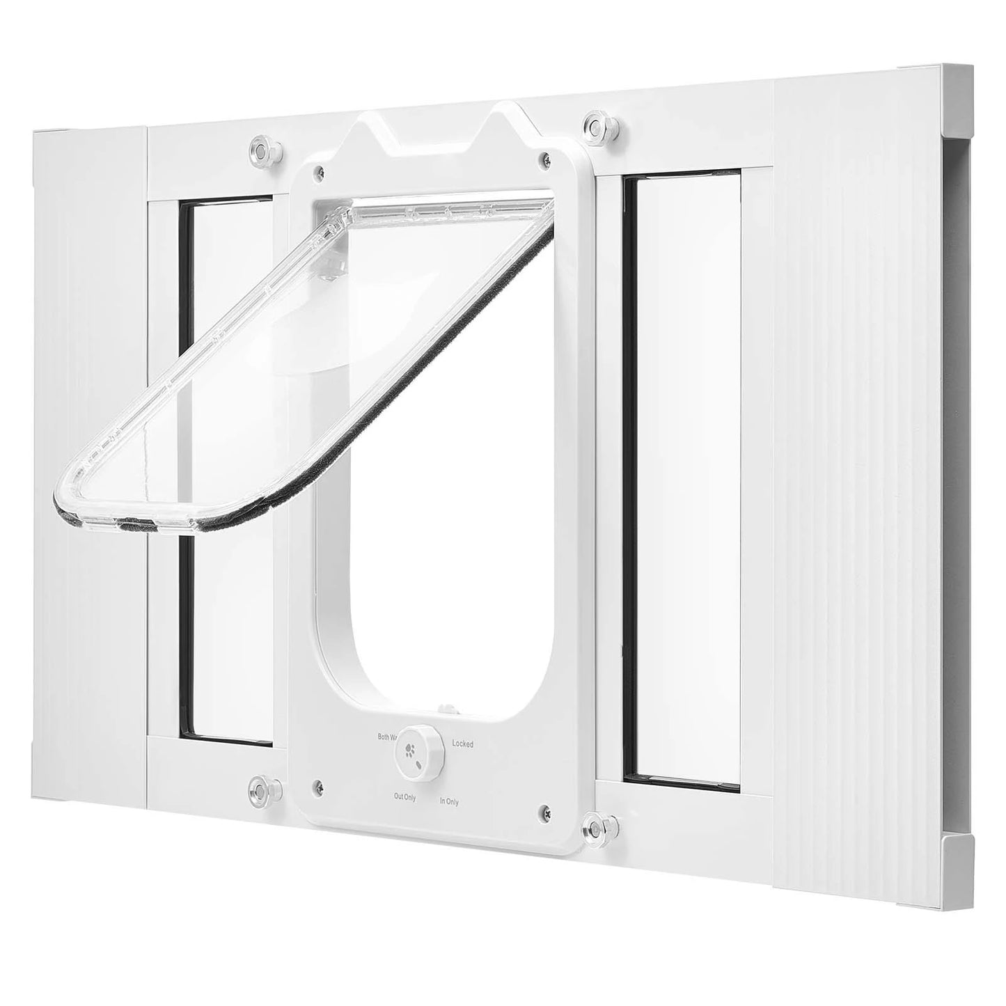 Cat Door For Window Adjustable With Magnetic Lock Closure