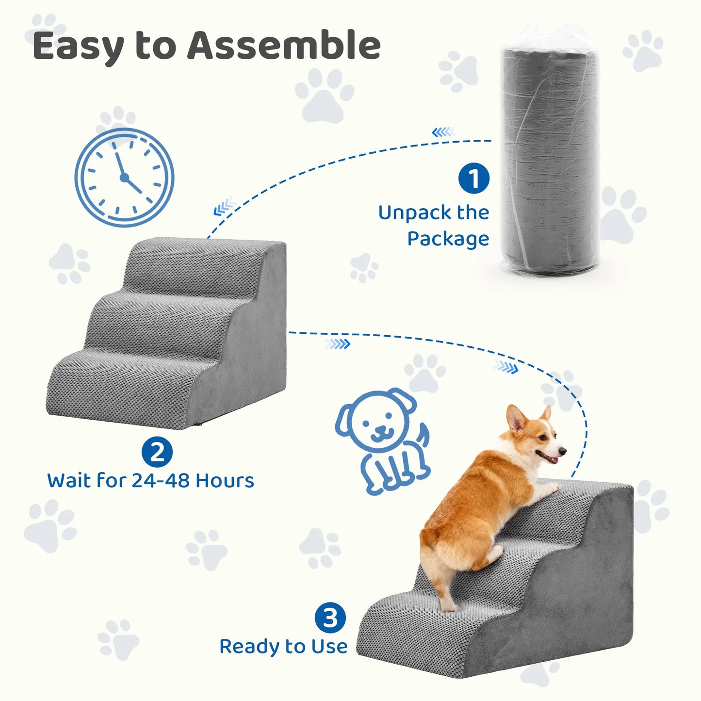 Curved High Density Foam Dog Stairs Ramp for Small Dogs