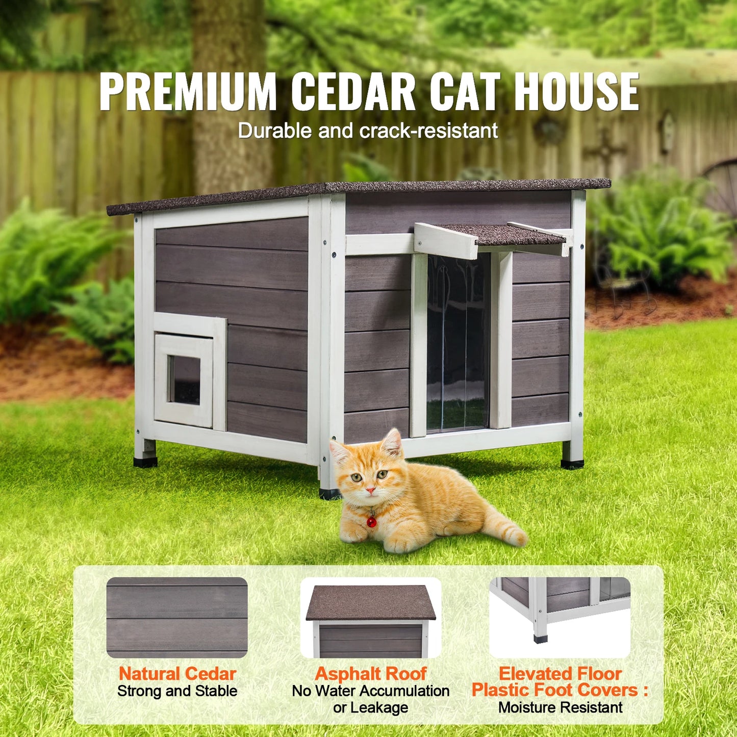 SucceBuy Outdoor Cat House Weatherproof Shelter With Foam Insulation