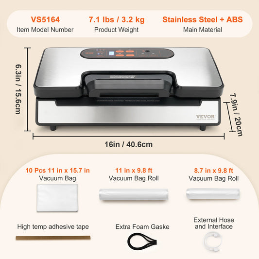 SucceBuy 90Kpa 130W Vacuum Sealer For Home Kitchen Free Bags