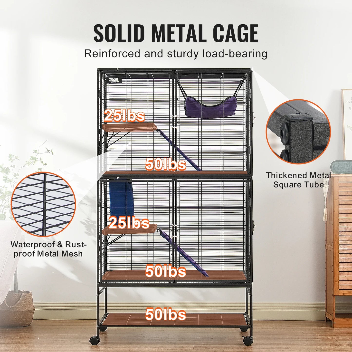 SucceBuy Rolling Metal Cage For Small Animals Four Tier