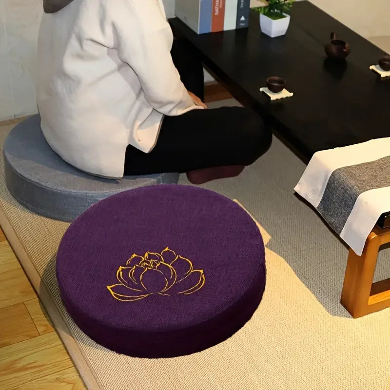Meditation Cushion With Linen Texture Backrest Pillow Washable