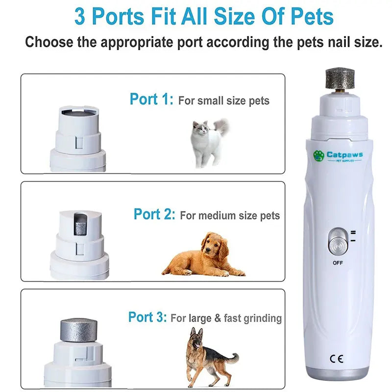 Dog Nail Grinder USB Rechargeable Electric Pet Claw Trimmer Painless