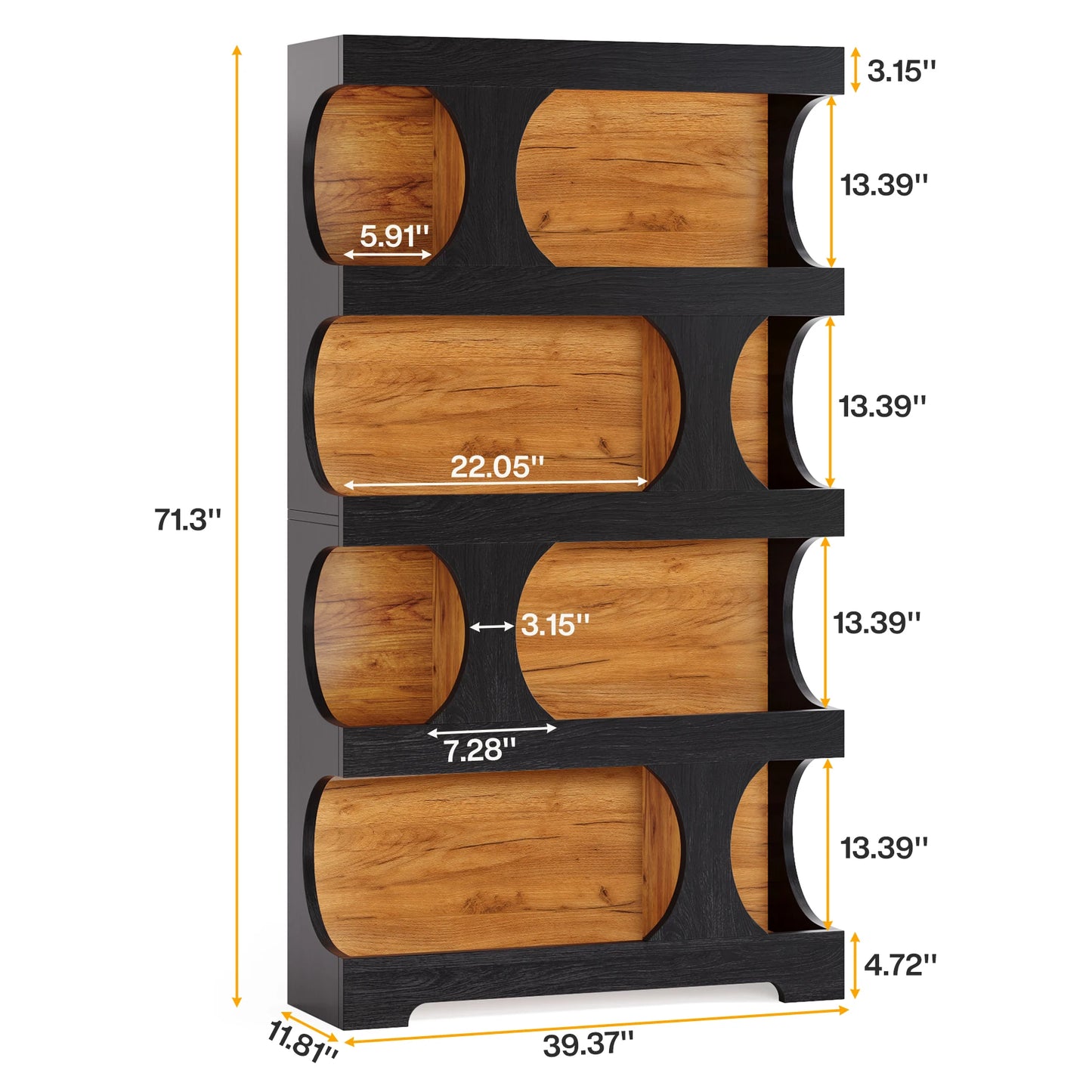 Tribesigns S Shaped Bookcase 4 Tier Wood Display Shelves