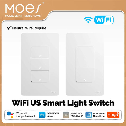 MOES Tuya WiFi Smart Light US Single Pole Wall Switch