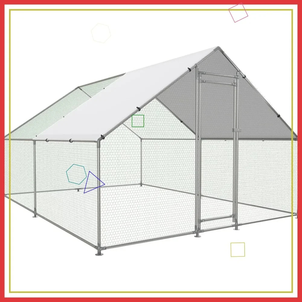 Walk-In Metal Chicken Coop With Waterproof UV Cover