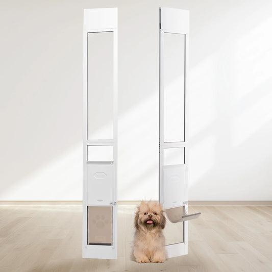 SucceBuy Adjustable Aluminum Sliding Glass Pet Door