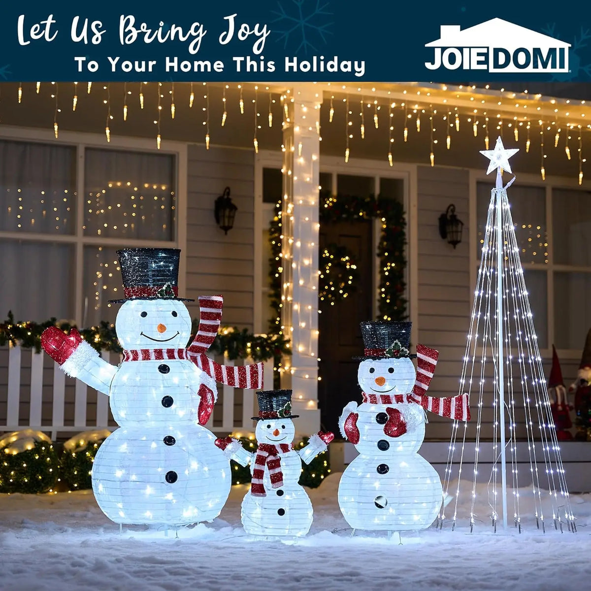 Joyfy 3 Piece 270 Led Christmas Snowman Yard Garden Lighting