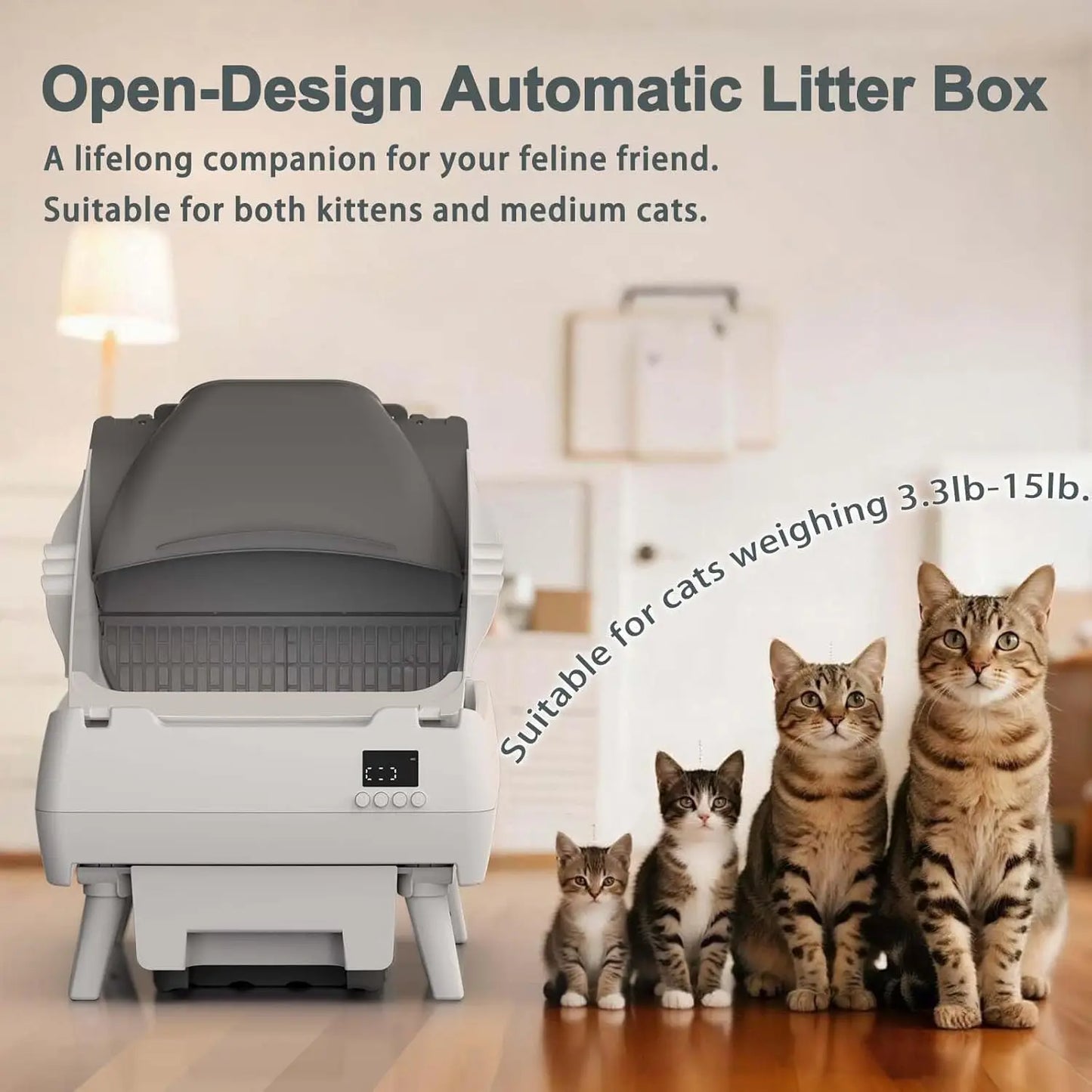 Automatic Cat Litter Box Self Cleaning With App Control And Smart Health Monitor