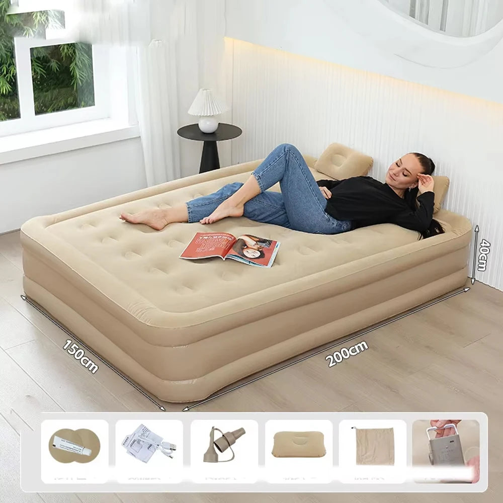 Camping Air Bed With Backrest For Two Persons Inflatable Mattress