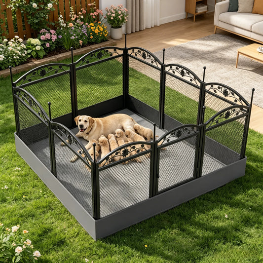 BINGOPAW 8-Panel Heavy Duty Metal Dog Playpen With Gate