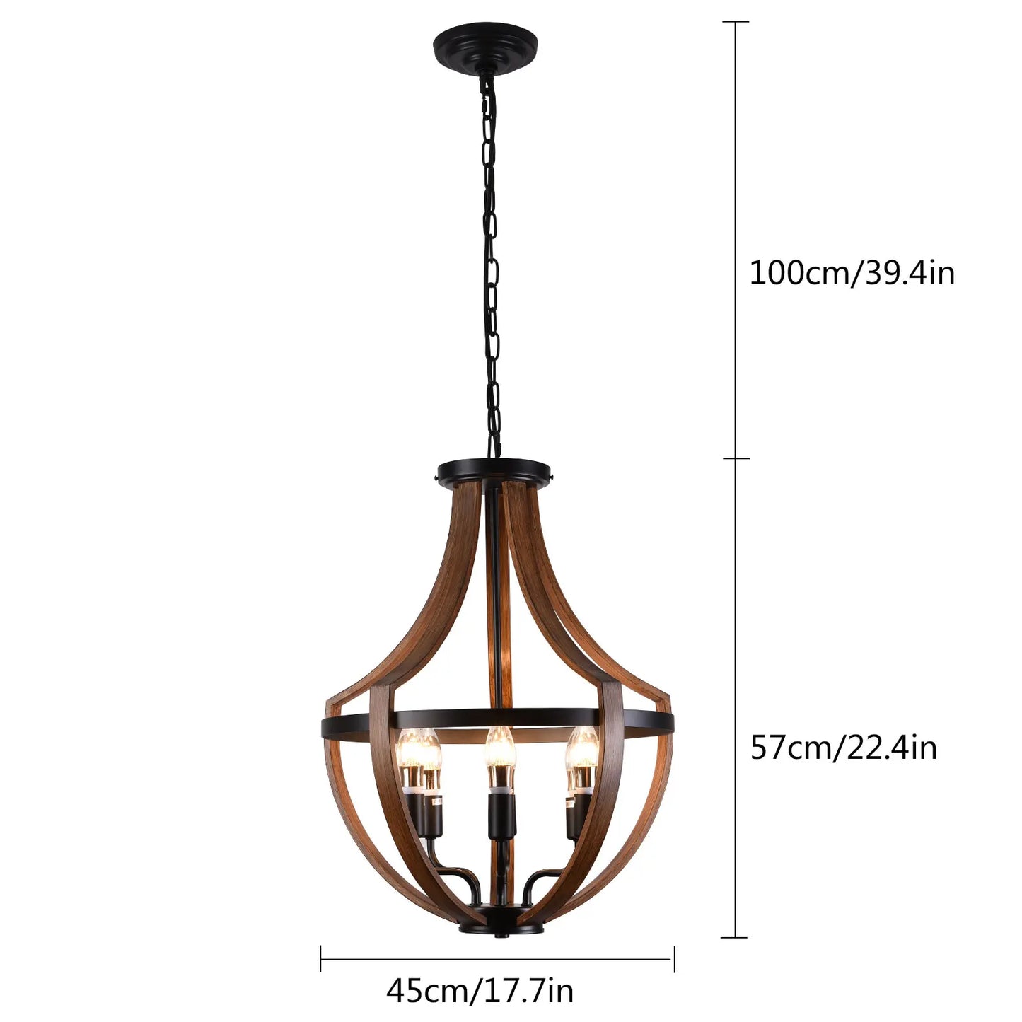 Modern Rustic Wooden Pendant Light Fixture For Dining Room