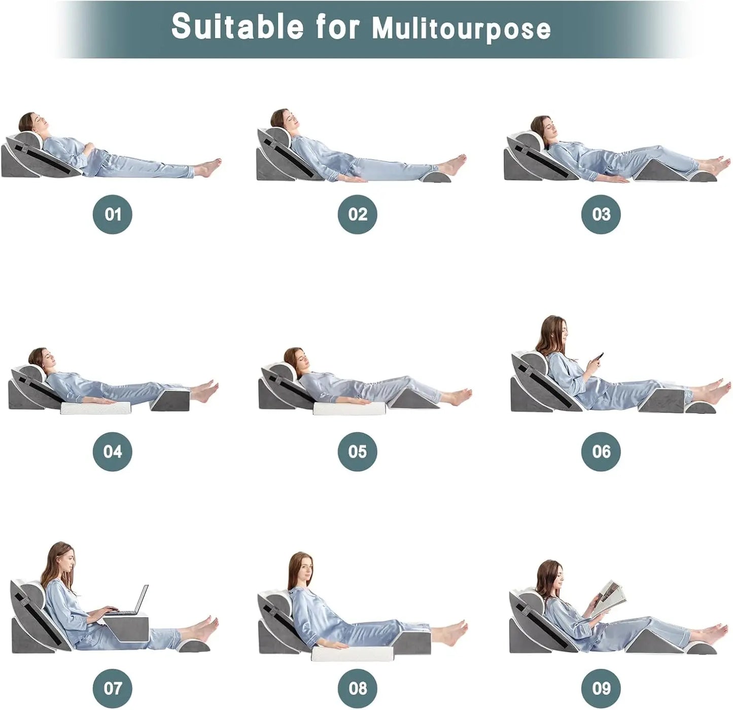 Orthopedic Bed Wedge Pillow Set Memory Foam For Postoperative Pain Relief