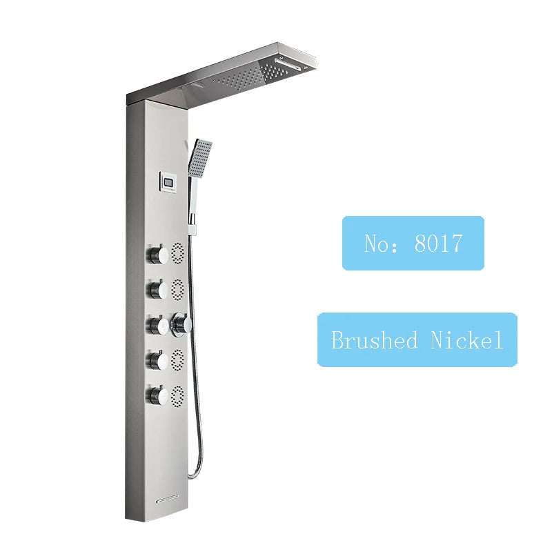 Luxury LED Shower Panel SPA Massage Jet Shower Faucet Bathroom Waterfall Rain Shower Column System Faucet Bathoom