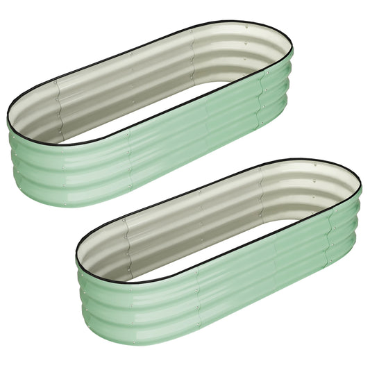 HiMISS Galvanized Oval Raised Garden Bed with Open-Ended Base
