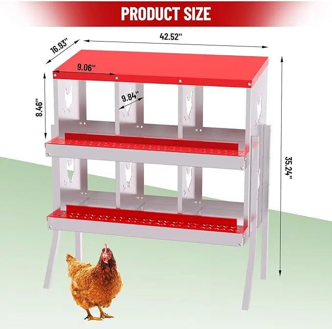 HiMISS 6-8 Holes Chicken Nest Box Metal Hen House Ventilated With Stand