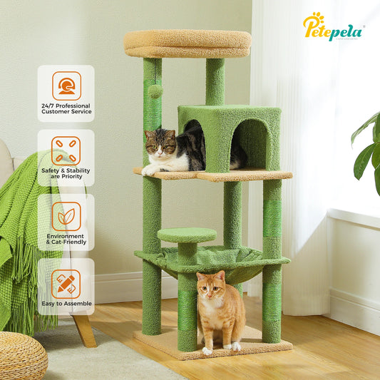PETEPELA 5-Level Cat Tree With Metal Frame Cat Condo