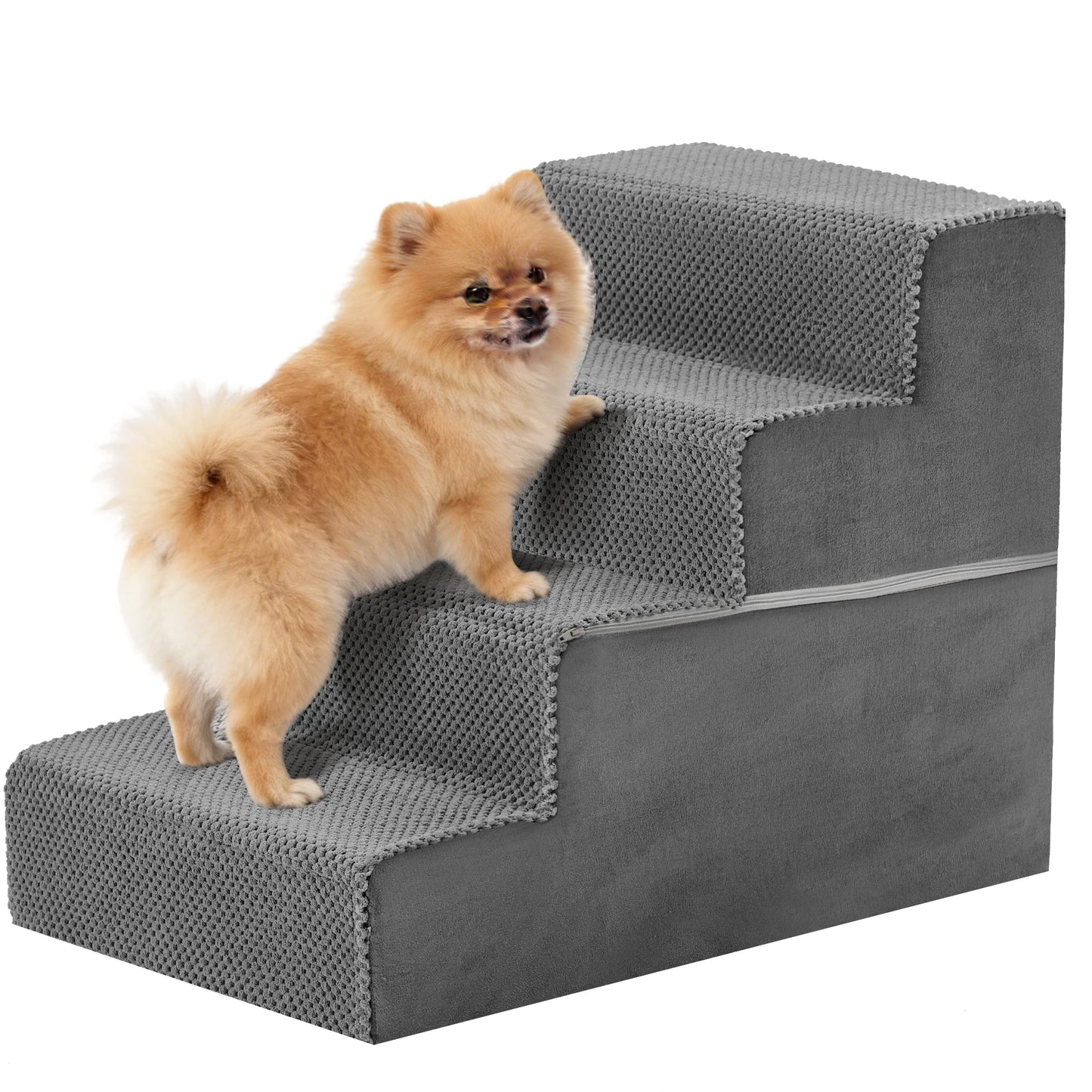 JHK 3-5 Step Right Angled Foam Dog Stairs Ramp For Small Dogs