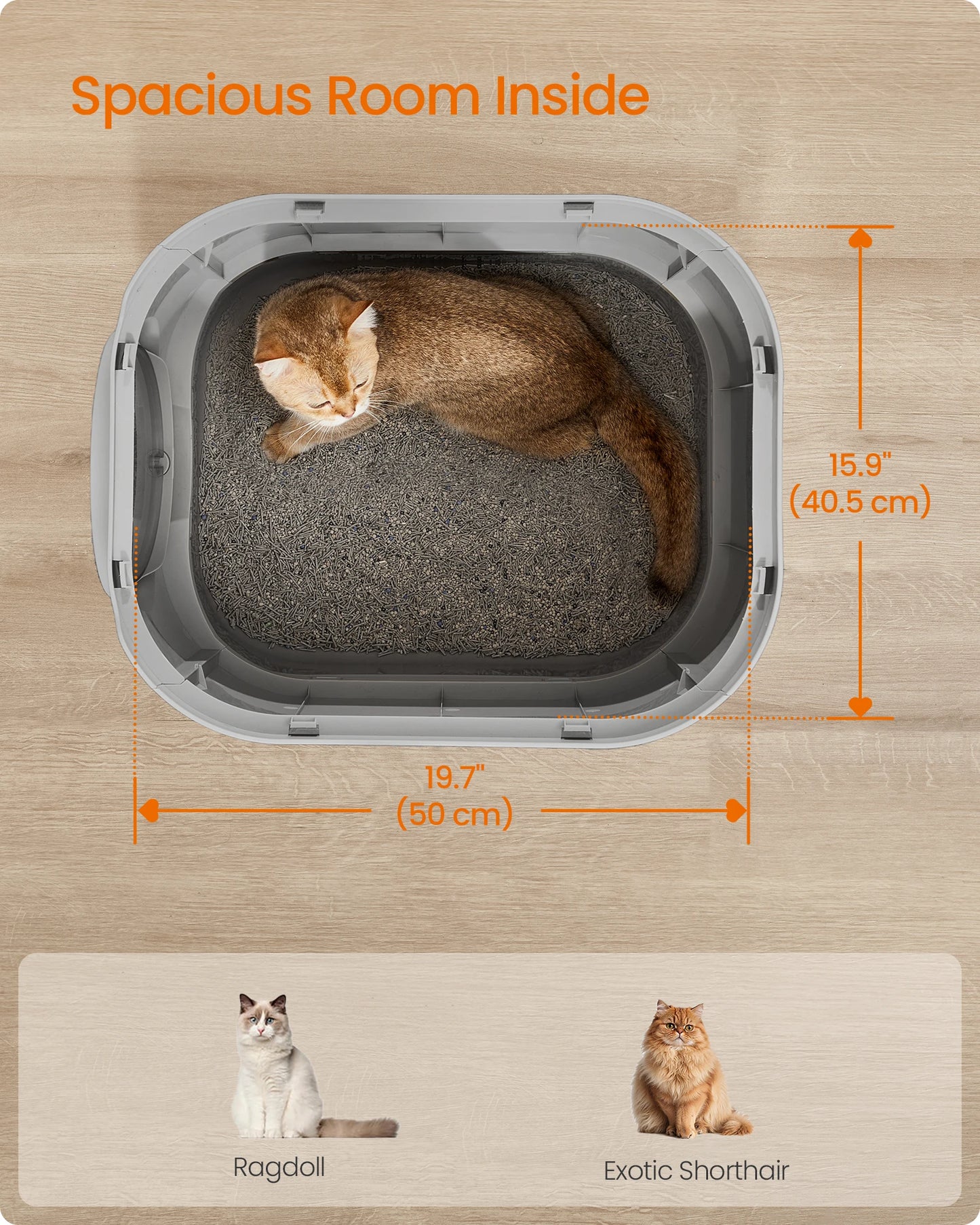 Feandrea Enclosed Cat Litter Box With Slide Out Tray And Accessories