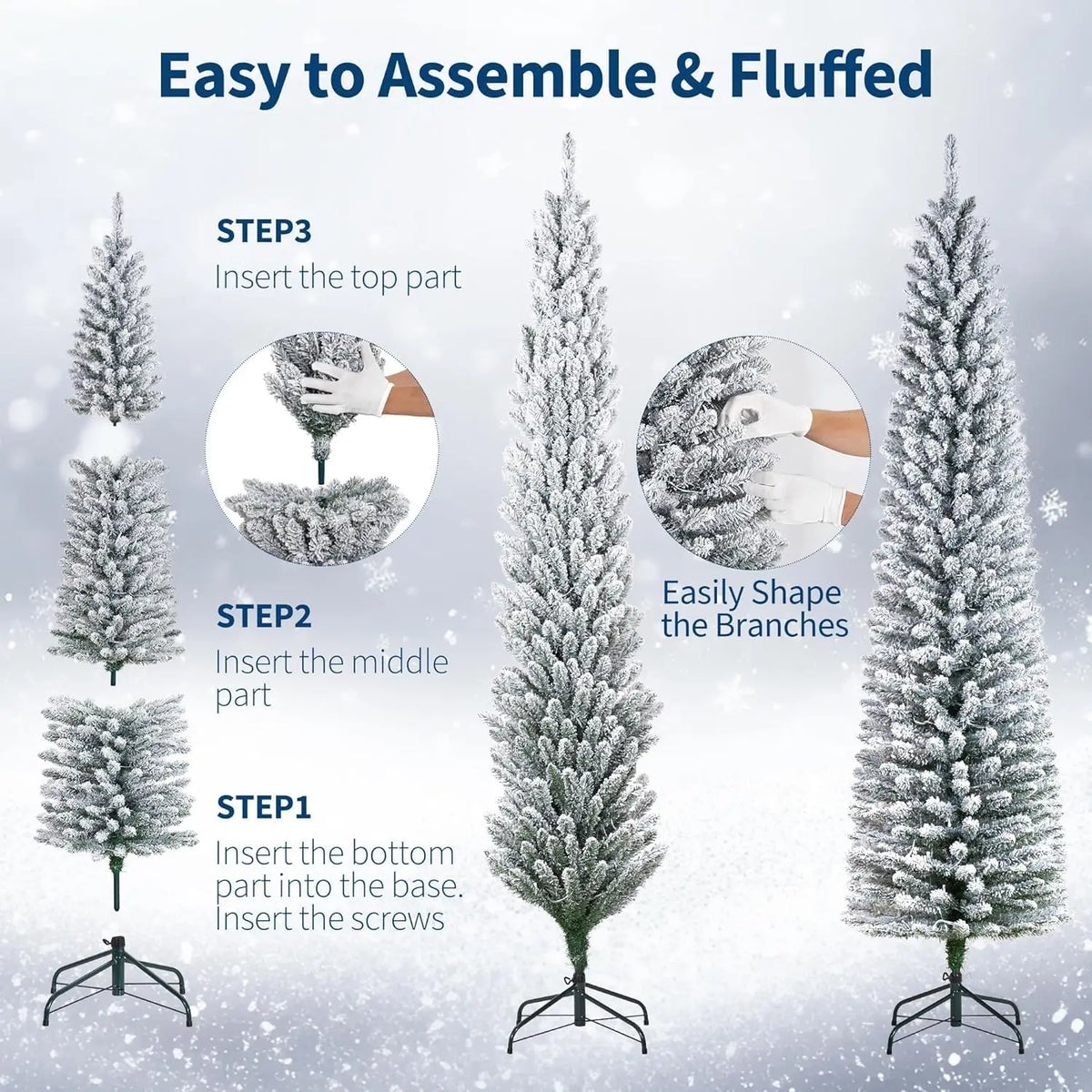 Pre Lit Slim Artificial Christmas Tree With Built In Lights