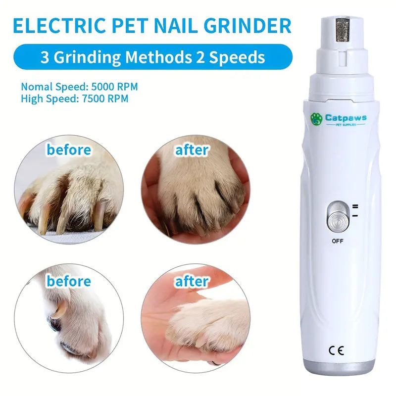 Dog Nail Grinder USB Rechargeable Electric Pet Claw Trimmer Painless