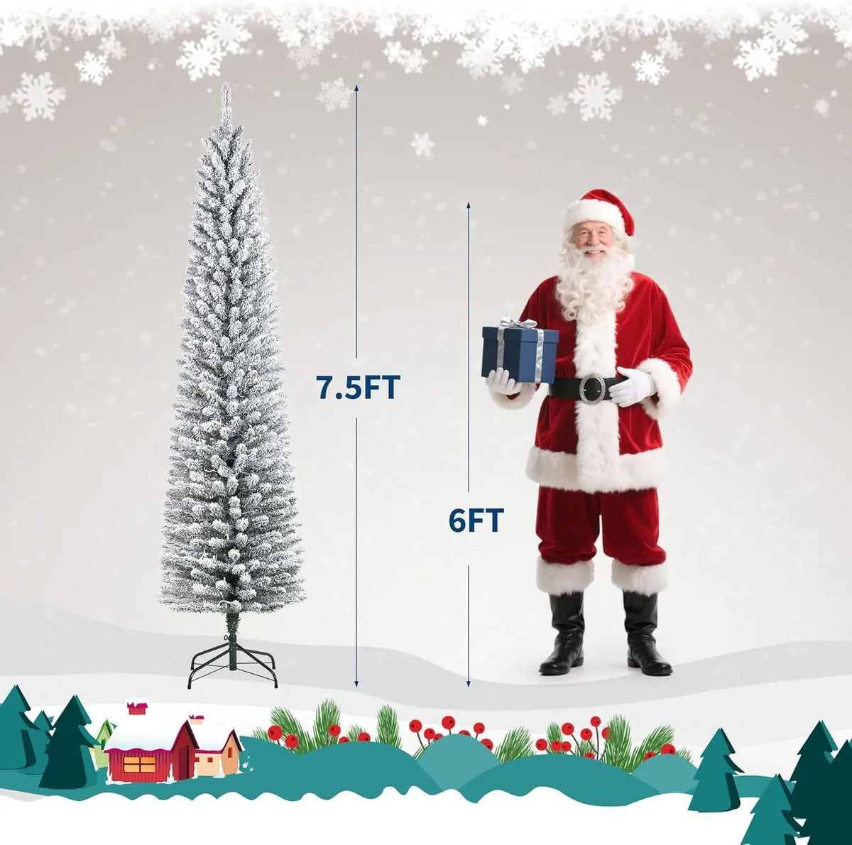 Pre Lit Slim Artificial Christmas Tree With Built In Lights