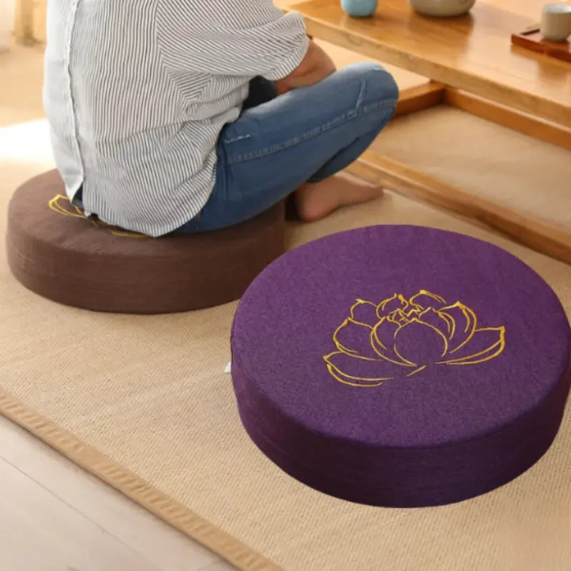 Meditation Cushion With Linen Texture Backrest Pillow Washable