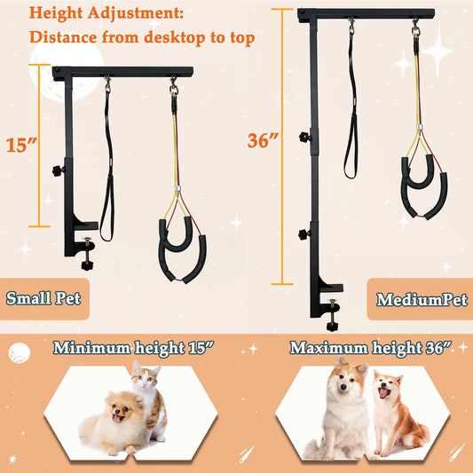 Adjustable Dog Grooming Arm With Haunch Holders For Small Dogs