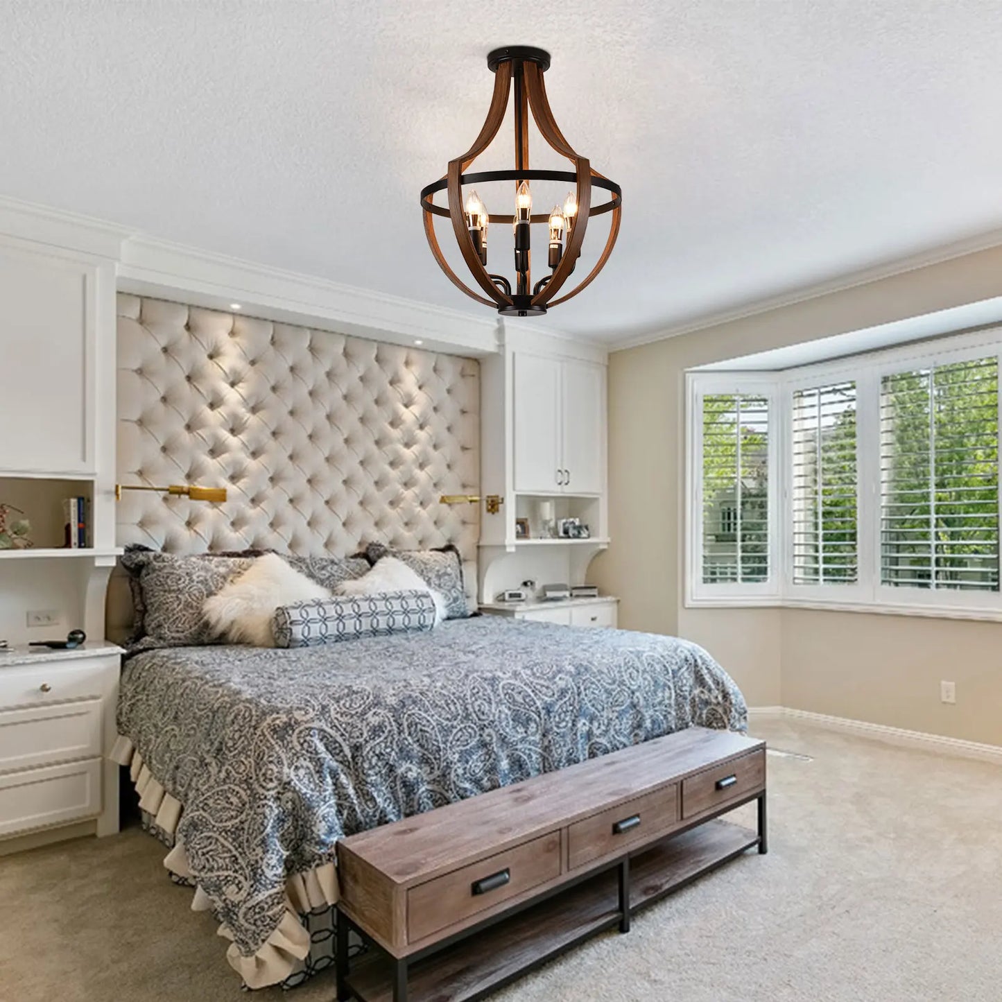 Modern Rustic Wooden Pendant Light Fixture For Dining Room