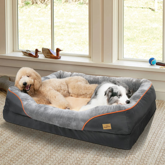 BINGOPAW Large Dog Bed With Anti Allergy Warm Fleece Removable Washable Cover
