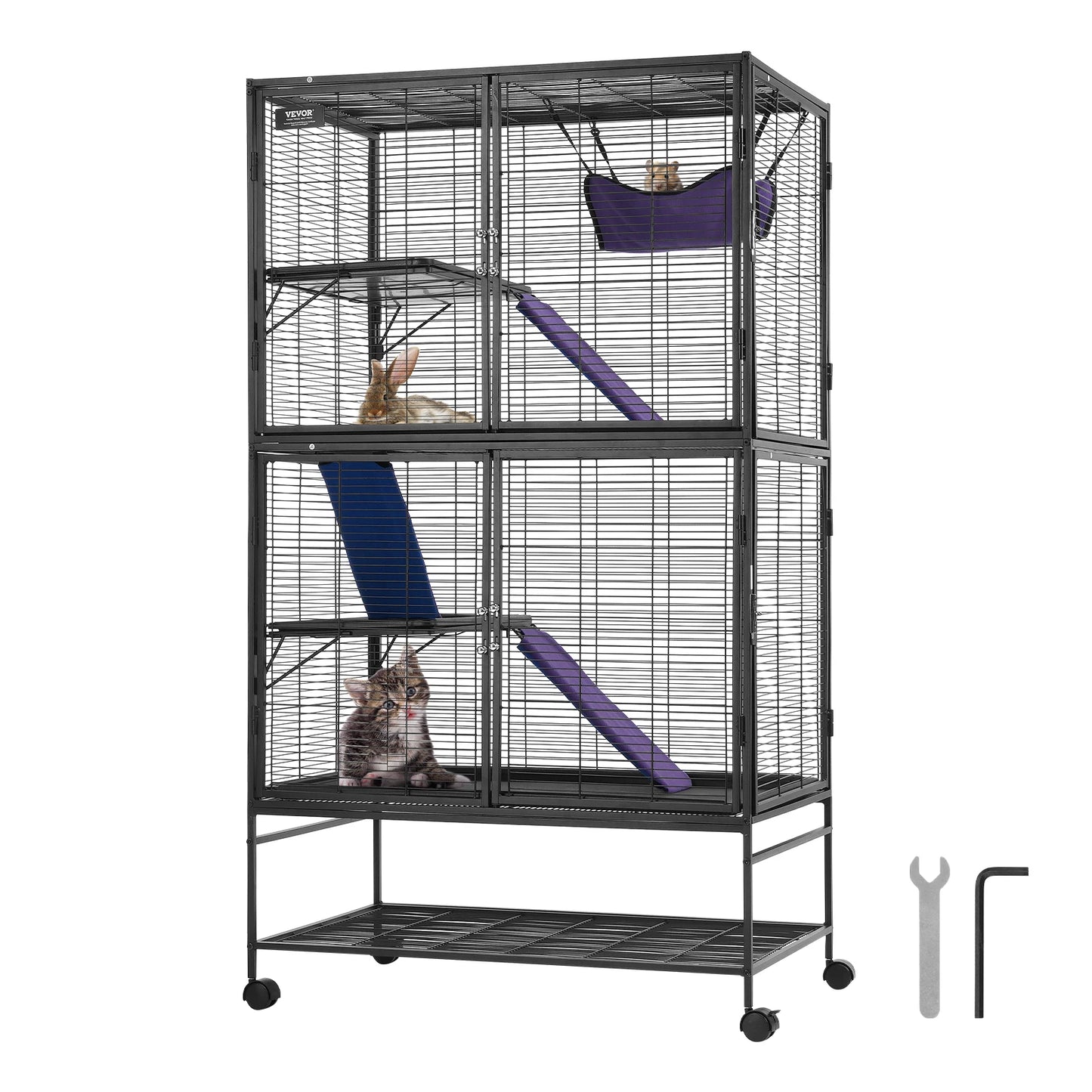 SucceBuy Rolling Metal Cage For Small Animals Four Tier