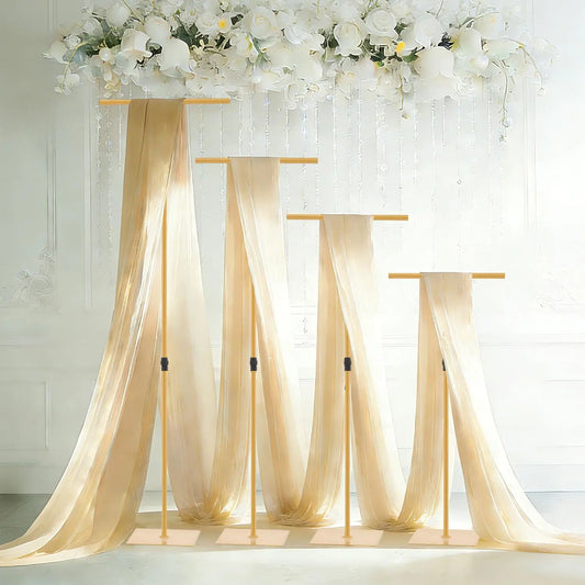 4Pcs Adjustable Gold Backdrop Stand For Wedding And Party Draping Decor