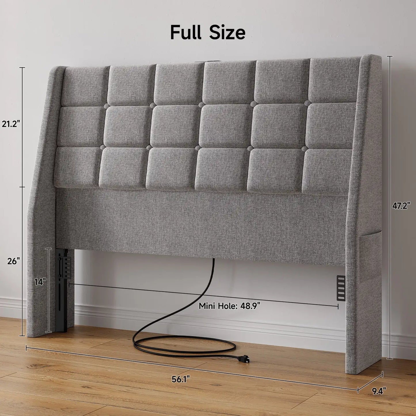 ONBRILL Linen Upholstered Headboard With Tufted Button Wingback