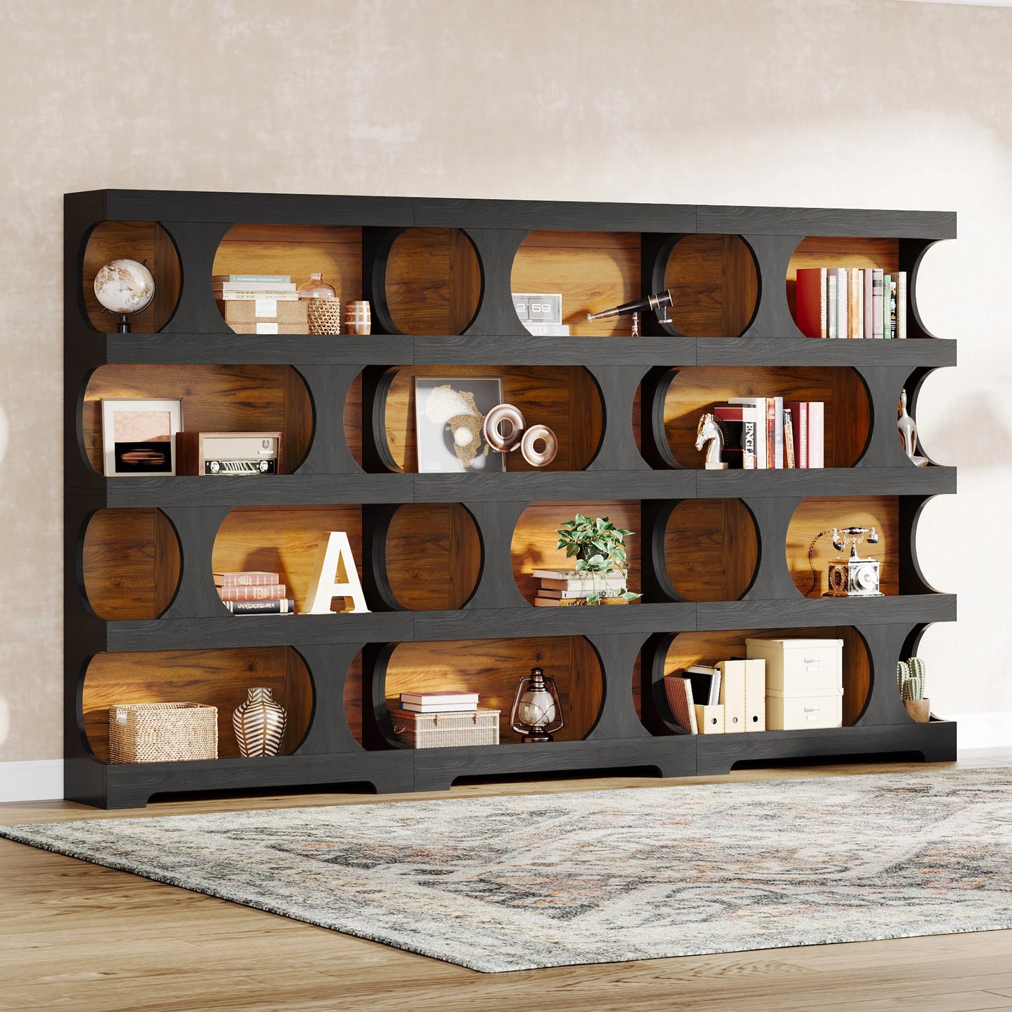 Tribesigns S Shaped Bookcase 4 Tier Wood Display Shelves