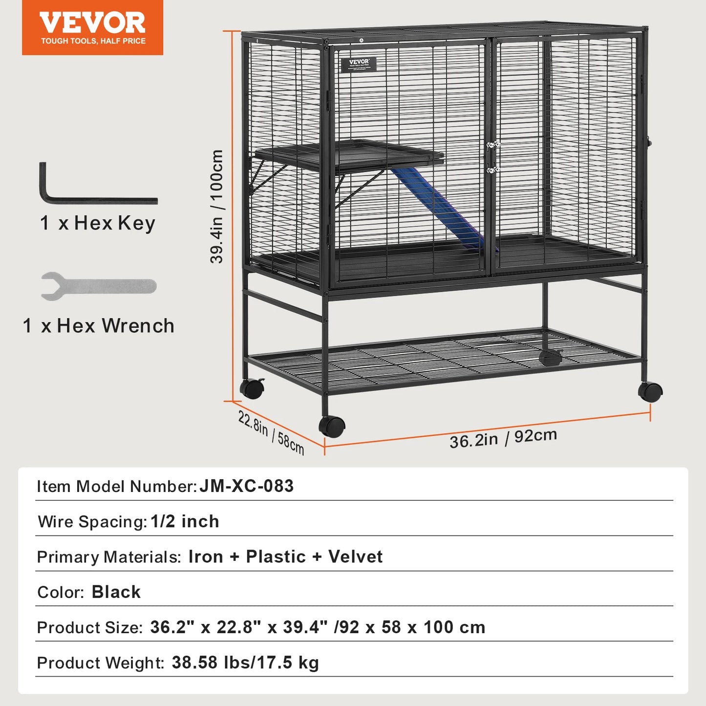 SucceBuy Rolling Metal Cage For Small Animals Four Tier
