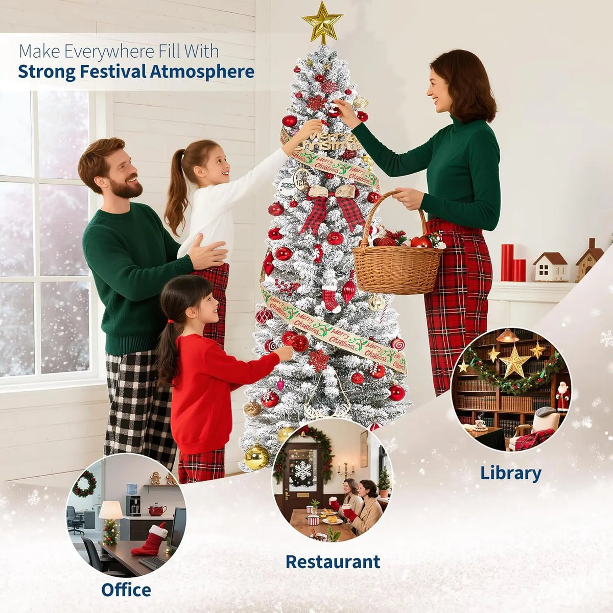 Pre Lit Slim Artificial Christmas Tree With Built In Lights