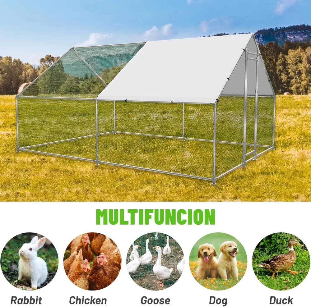 Walk-In Metal Chicken Coop With Waterproof UV Cover