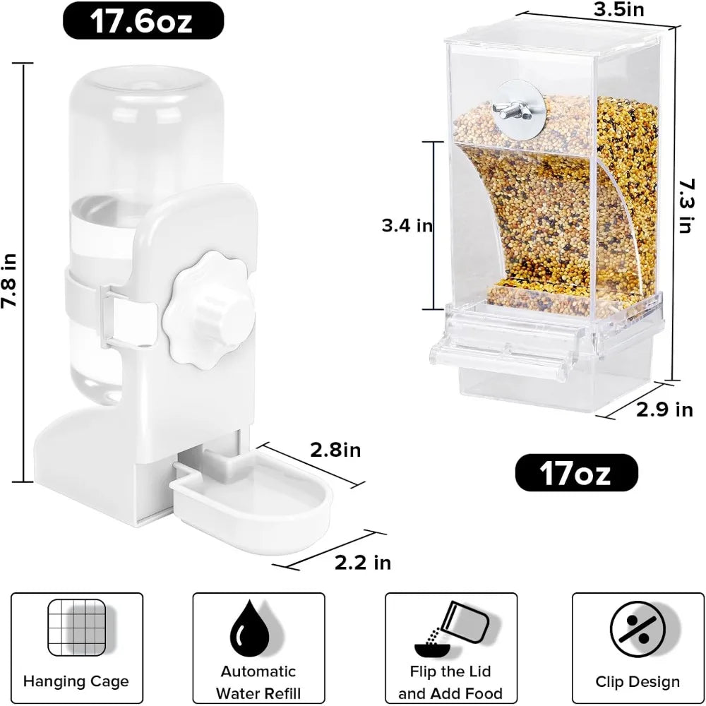 XIUWO No Mess Bird Feeder And Water Dispenser For Parakeets