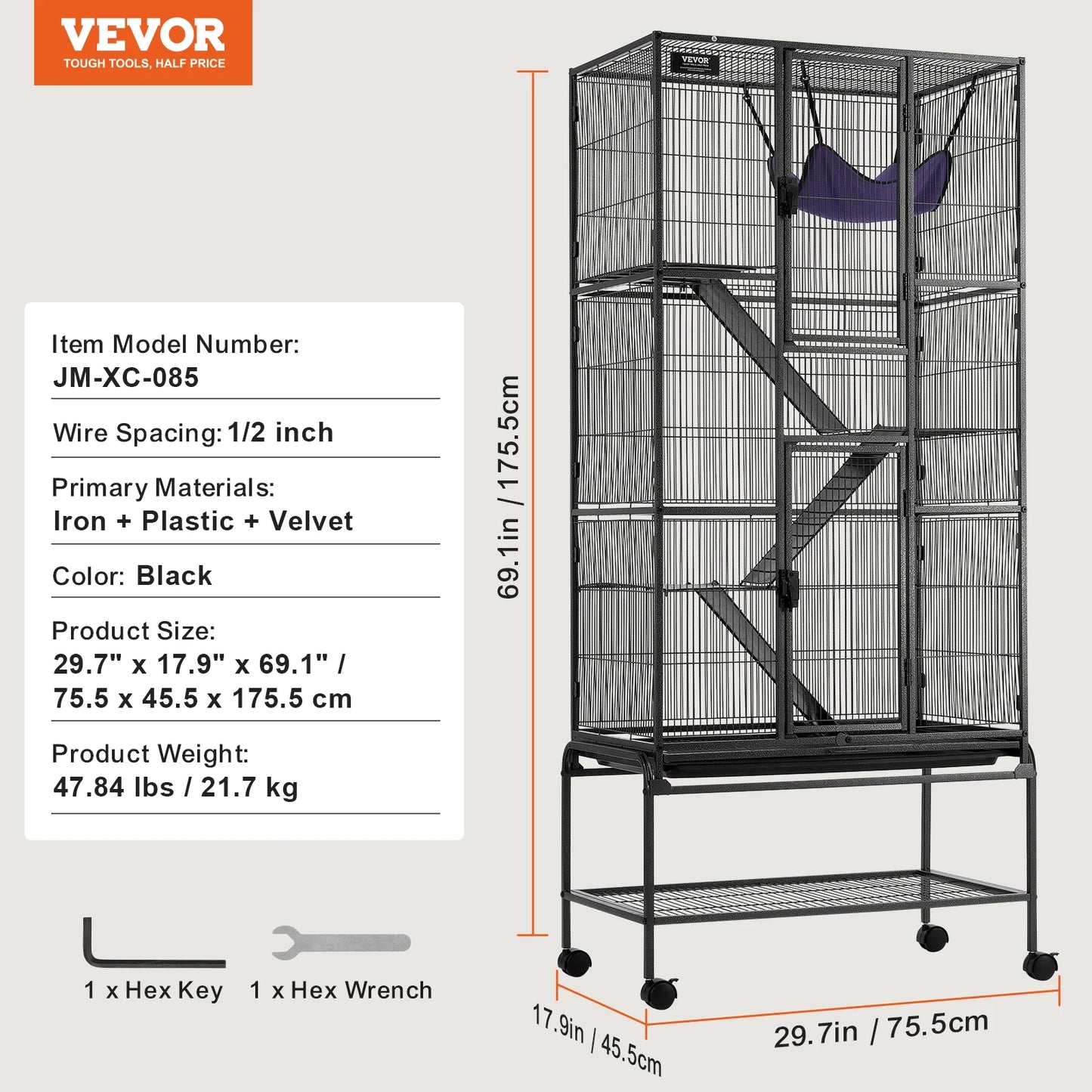 SucceBuy Rolling Metal Cage For Small Animals Four Tier
