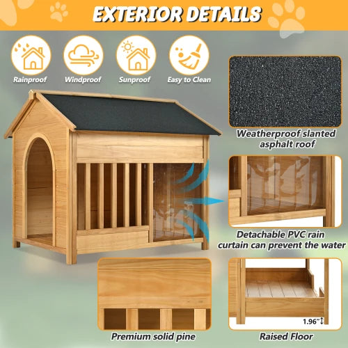 Natural Outdoor Insulated Dog House For Medium And Large Dogs