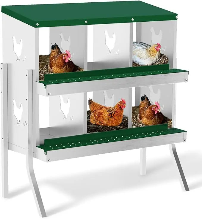 HiMISS 6-8 Holes Chicken Nest Box Metal Hen House Ventilated With Stand