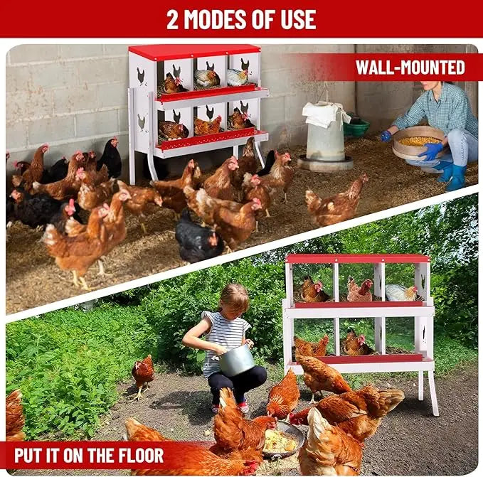 HiMISS 6-8 Holes Chicken Nest Box Metal Hen House Ventilated With Stand